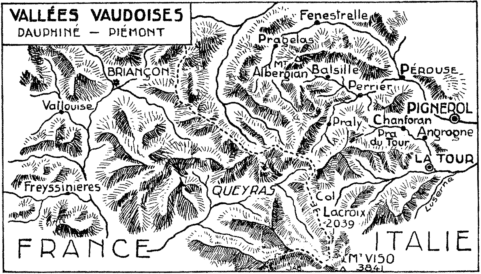 carte valles vaudoises (Luserne, Saint Martin, Cluson)